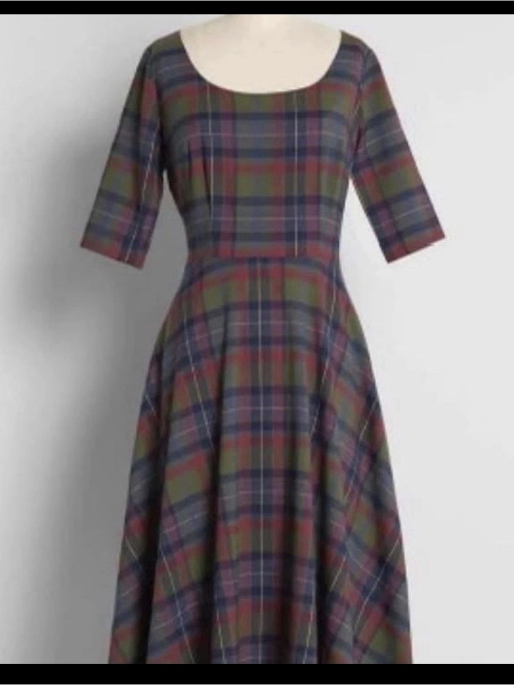 Collectif x ModCloth Plaid Fit-and-Flare Dress in Multi-Color size20